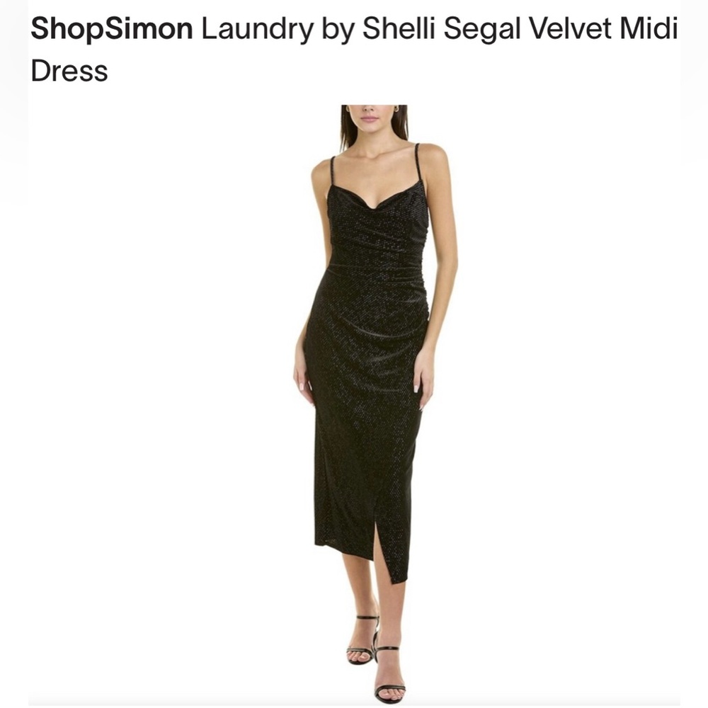 Laundry by Shelli Segal Black Velvet Midi Dress